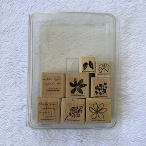 2005 PAINTED POSIES Stampin Up Mounted RUBBER STAMPS Set of 8 FLOWERS